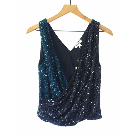 NWT Express Sequin Color Block Faux Wrap Tank Top - Large - Picture 10 of 15